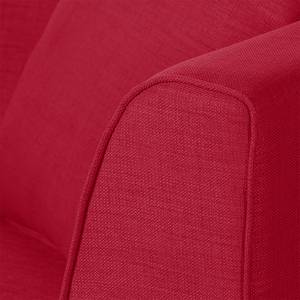 Bank Blomma (3-zits) rode geweven stof - frame: notenboomhoutkleurig