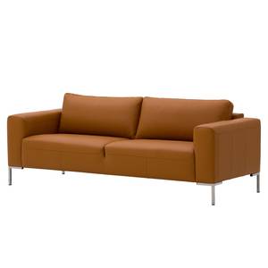 Sofa Bora (3-Sitzer) Echtleder Echtleder Neka: Cognac - Edelstahl