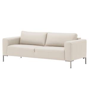 Sofa Bora (3-Sitzer) Echtleder Echtleder Neka: Creme - Edelstahl