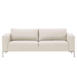 Sofa Bora (3-Sitzer) Echtleder Echtleder Neka: Creme - Edelstahl