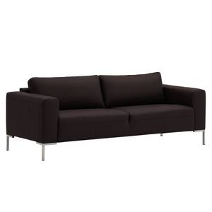 Sofa Bora (3-Sitzer) Echtleder Echtleder Neka: Dunkelbraun - Edelstahl