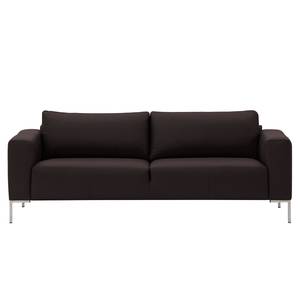 Sofa Bora (3-Sitzer) Echtleder Echtleder Neka: Dunkelbraun - Edelstahl