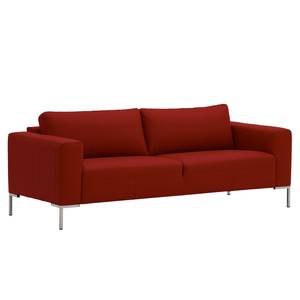 Sofa Bora (3-Sitzer) Echtleder Echtleder Neka: Rot - Edelstahl