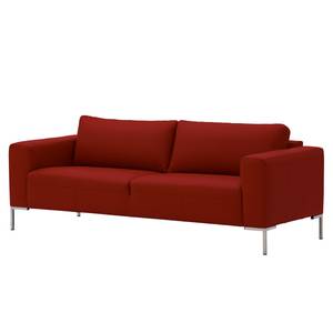 Sofa Bora (3-Sitzer) Echtleder Echtleder Neka: Rot - Edelstahl