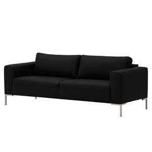 Sofa Bora (3-Sitzer) Echtleder Echtleder Neka: Schwarz - Edelstahl