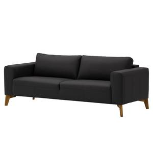 Sofa Bora (3-Sitzer) Echtleder Echtleder Neka: Grau - Eiche