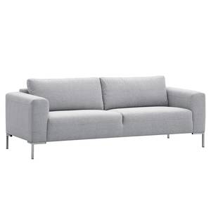 Sofa Bora (3-Sitzer) Webstoff Webstoff Saia: Hellgrau - Edelstahl