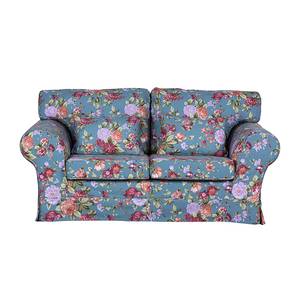 Sofa Bradford (2-Sitzer) Webstoff Türkis - Blumenmuster