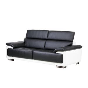 Sofa Cascia (3-Sitzer) Kunstleder Schwarz/Weiß