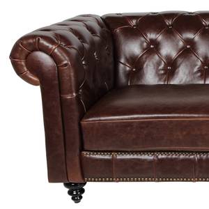 Canapé Chesterfield Charly (3 places) Cuir Bycast marron