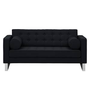 Sofa Chelsea (2-Sitzer) Webstoff Stoff Ramira: Anthrazit - Kufen