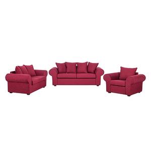 Sofa Colmar (3-Sitzer) Baumwollstoff Dunkelrot - Blumenmuster