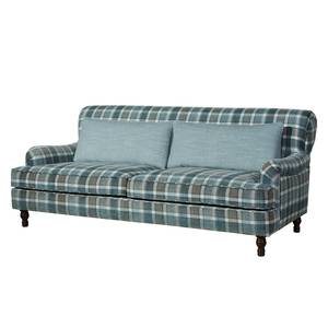 Sofa Cortez (3-Sitzer) Chenille Webstoff - Blau kariert - Blau