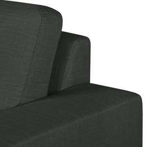 Sofa Eva I (3-Sitzer) Webstoff Anthrazit - Braun - Eiche