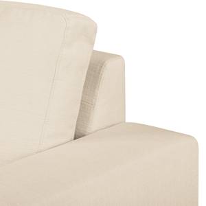 Sessel Eva II Webstoff Creme - Beige - Eiche - Mit Hocker