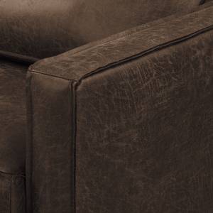 Canapé 2 places FORT DODGE Aspect cuir vieilli - Microfibre Yaka: Marron - Sans fonction couchage