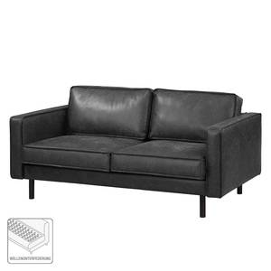 Canapé 2 places FORT DODGE Aspect cuir vieilli - Microfibre Yaka: Noir - Sans fonction couchage