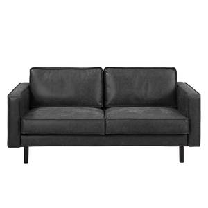 2-Sitzer Sofa FORT DODGE Antiklederlook - Microfaser Yaka: Schwarz - Ohne Schlaffunktion