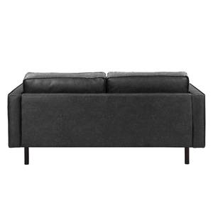 Canapé 2 places FORT DODGE Aspect cuir vieilli - Microfibre Yaka: Noir - Sans fonction couchage