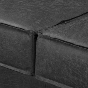 Canapé 2 places FORT DODGE Aspect cuir vieilli - Microfibre Yaka: Noir - Sans fonction couchage