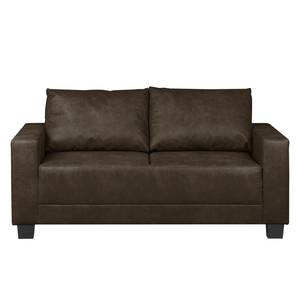 Canapé Greenwood (2 places) Aspect cuir vieilli - Microfibre Priya: Marron foncé