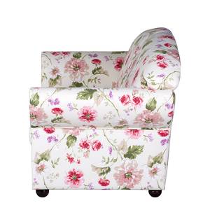 Canapé Henry II (2 places) Tissu - Motif floral - Crème / Rouge