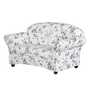 Sofa Henry I 2-Sitzer - Webstoff Blumenmuster - Weiß / Schwarz