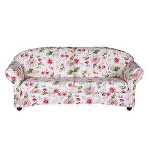 Canapé Henry (3 places) Tissu crème / Rouge - Motif floral