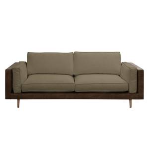 Canapé Kofi (3 places) Aspect cuir antique - Tissu - Marron / Taupe