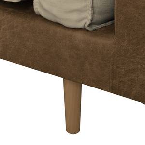 Sofa Kofi (3-Sitzer) Antiklederlook / Webstoff - Camel / Beige