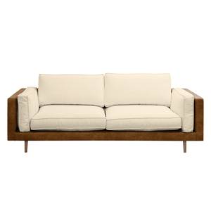 Sofa Kofi (3-Sitzer) Antiklederlook / Webstoff - Nougat / Creme