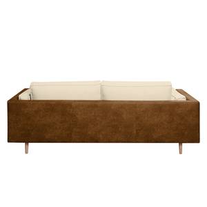 Sofa Kofi (3-Sitzer) Antiklederlook / Webstoff - Nougat / Creme