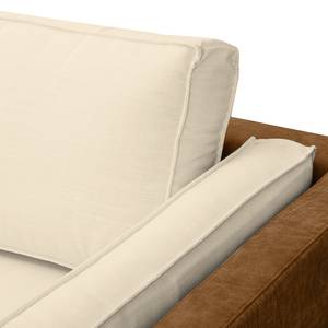 Sofa Kofi (3-Sitzer) Antiklederlook / Webstoff - Nougat / Creme