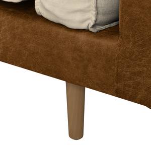 Sofa Kofi (3-Sitzer) Antiklederlook / Webstoff - Nougat / Creme