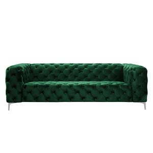 Sofa Leominster (3-Sitzer) Samt - Dunkelgrün - Dunkelgrün - Dunkelgrün