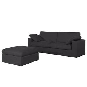 Sofa Moore (3-Sitzer) Webstoff Stoff Dara: Anthrazit