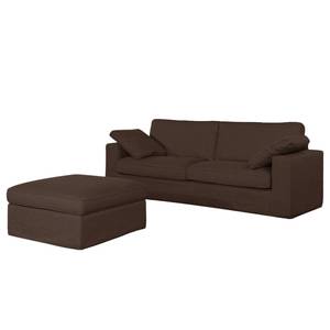 Sofa Moore (3-Sitzer) Webstoff Stoff Dara: Braun