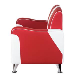 Sofa Nixa (2-Sitzer) Kunstleder Rot/Weiß