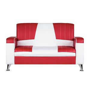 Sofa Nixa (2-Sitzer) Kunstleder Rot/Weiß