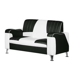 Sofa Nixa (2-Sitzer) Kunstleder Weiß/Schwarz