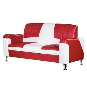 Sofa Nixa (3-Sitzer) Kunstleder Rot/Weiß