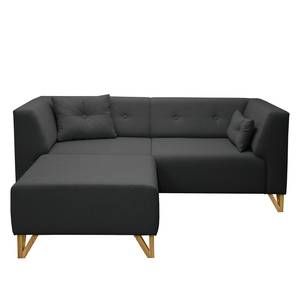 Sofa Ongar I (2-Sitzer) Webstoff Anthrazit - Mit Hocker