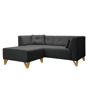 Sofa Ongar I (2-Sitzer) Webstoff Anthrazit - Mit Hocker