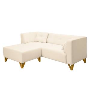 Sofa Ongar II (2-Sitzer) Webstoff Creme - Mit Hocker