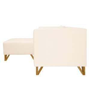 Sofa Ongar II (2-Sitzer) Webstoff Creme - Mit Hocker