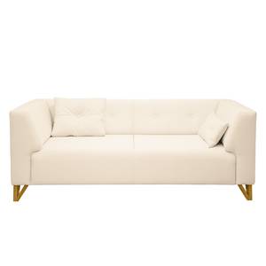 Sofa Ongar II (2-Sitzer) Webstoff Creme - Mit Hocker