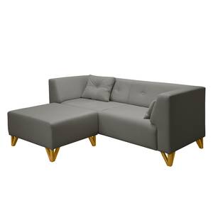 Sofa Ongar II (2-Sitzer) Webstoff Grau - Mit Hocker