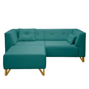 Sofa Ongar II (2-Sitzer) Webstoff Petrol - Mit Hocker