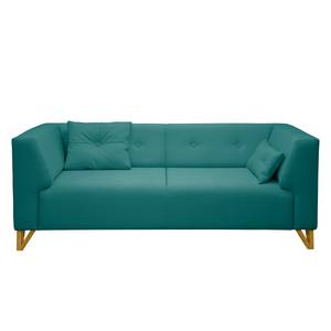 Sofa Ongar II (2-Sitzer) Webstoff Petrol - Mit Hocker