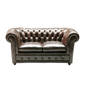 Canapé Oxford (2 places) Cuir synthétique marron foncé